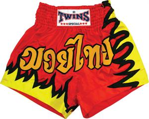 Twins Thai Style Trunks Red W/Gold Flames